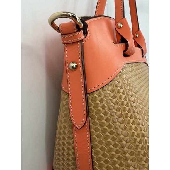 Dooney & Bourke Beacon Woven Domed Satchel Orange Brown - Picture 4 of 16